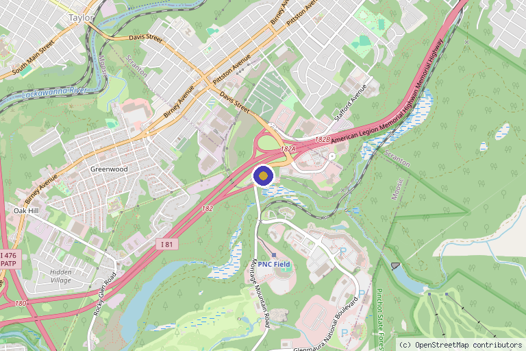 Map showing the location of Integrated Complementary Healthcare Services in Moosic, PA