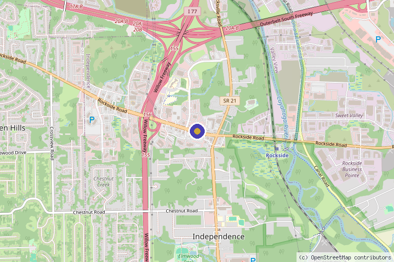 Map showing the location of QC Kinetix (Independence) in Cleveland, OH