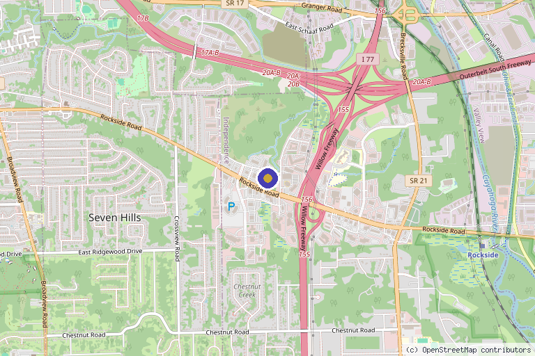 Map showing the location of Bounce Skincare and Injectables in Independence, OH