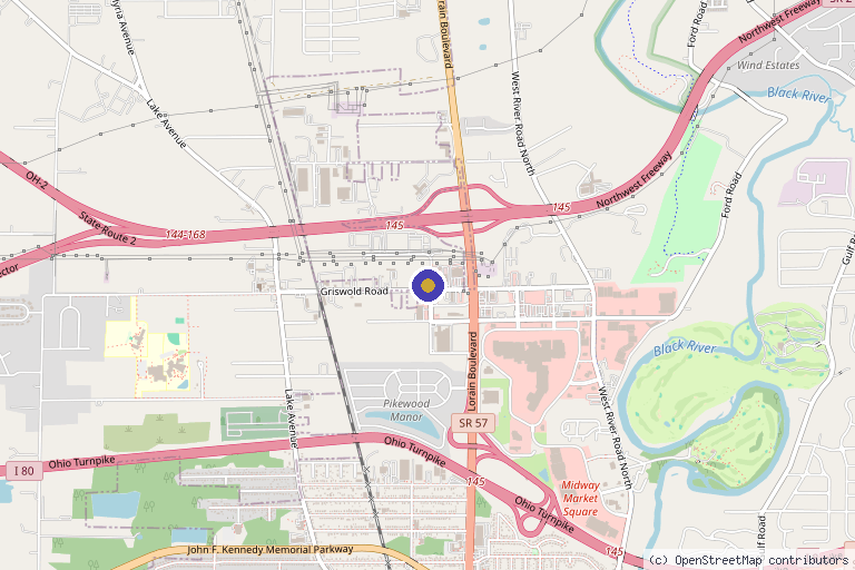 Map showing the location of Xcell Medical Group in Elyria, OH