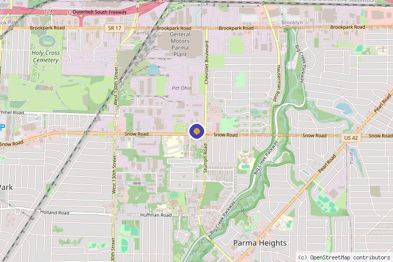 Map showing the location of A Miracle Aesthetic and Wellness Center in Parma, OH