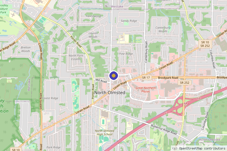 Map showing the location of Vital Hydration & Wellness in North Olmsted, OH