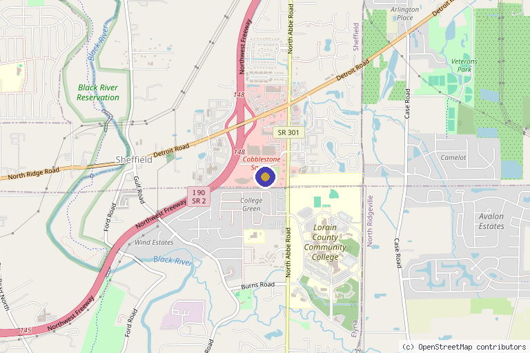 Map showing the location of Statera Health and Wellness in Sheffield, OH
