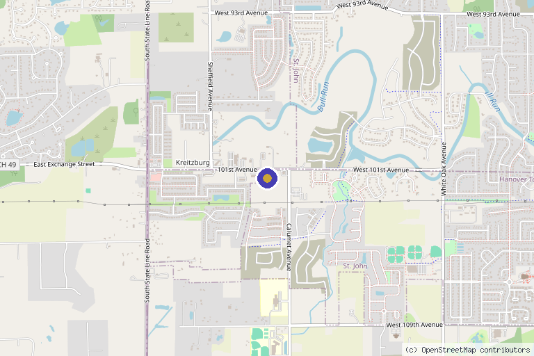 Map showing the location of BeYou Med Spa & Wellness in Dyer, IN