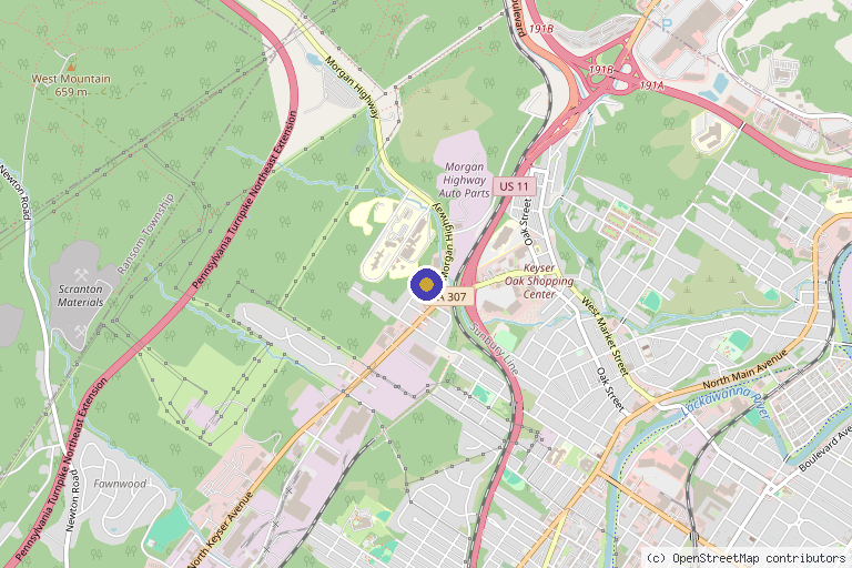 Map showing the location of Northeast Aesthetics in Scranton, PA