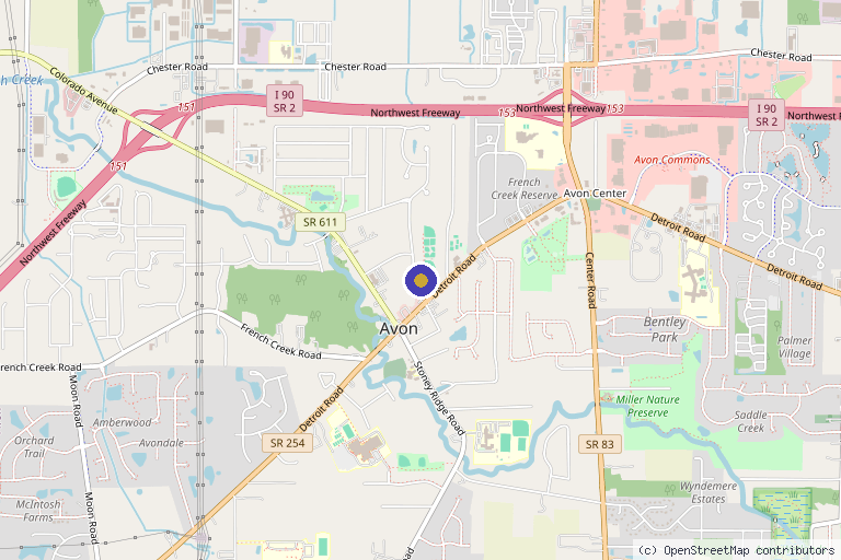 Map showing the location of Willow Boutique Med Spa in Avon, OH