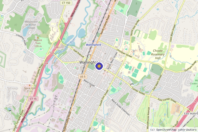Map showing the location of Glow Medical Aesthetics in Wallingford, CT