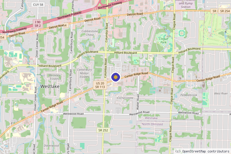 Map showing the location of Foot & Ankle Surgeon Ohio - Dr. Frania, DPM in Westlake, OH