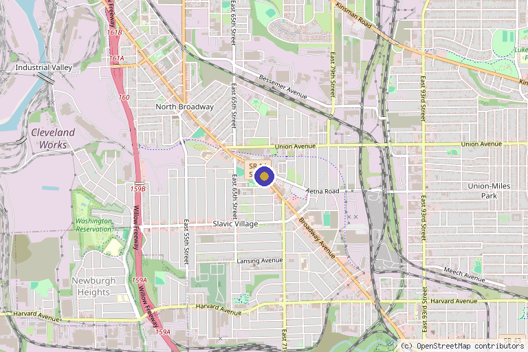Map showing the location of Broadway Orthopedics in Cleveland, OH