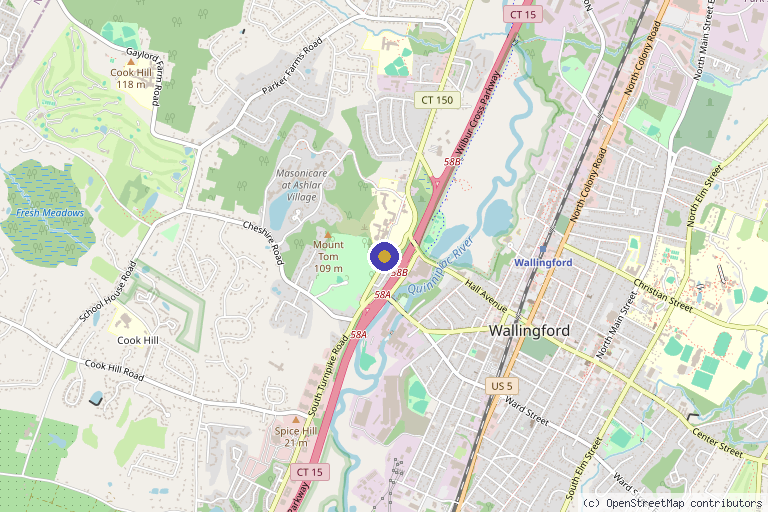 Map showing the location of Connecticut Pain Solutions in Waterbury, CT