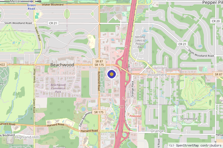 Map showing the location of QC Kinetix (Beachwood) in Cleveland, OH
