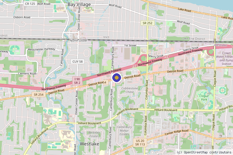 Map showing the location of Advanced Skin Renewal in Westlake, OH