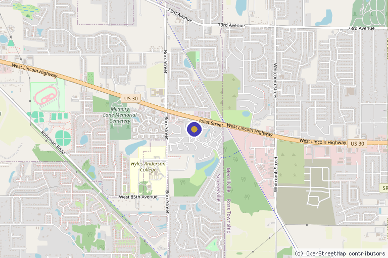 Map showing the location of Lotus Wellness and MedSpa in Crown Point, IN