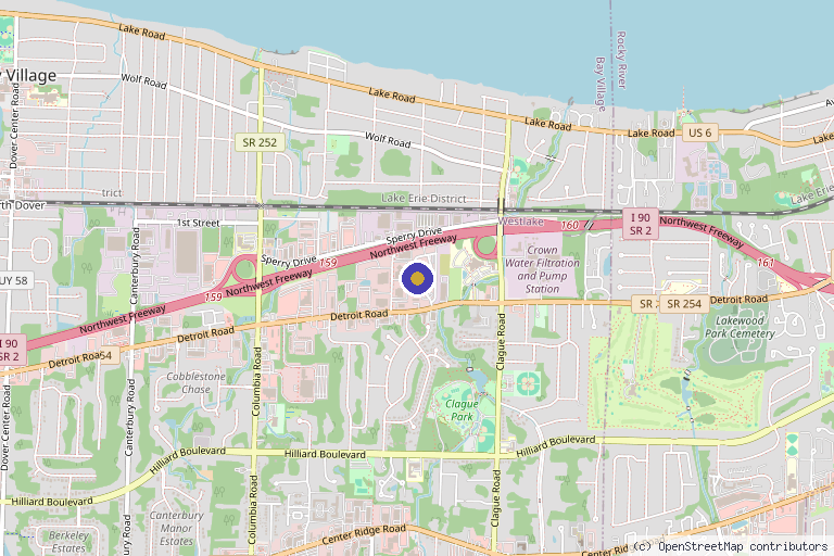 Map showing the location of Grace + Beauty Medical Spa in Westlake, OH