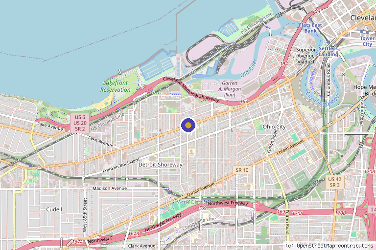 Map showing the location of NuIQ Wellness Lounge & Med Spa in Cleveland, OH