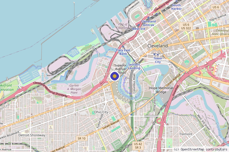 Map showing the location of Vitality Lounge Med Spa in Cleveland, OH