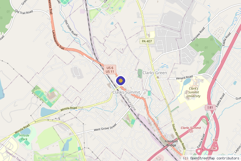 Map showing the location of Abington Center Medi Spa in Clarks Summit, PA