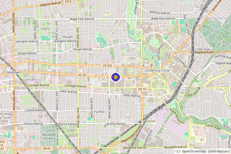 Map showing the location of Dr. Jianguo Cheng, MD in Cleveland, OH