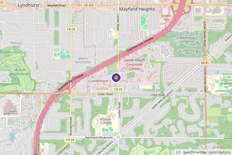Map showing the location of CPSI MedSpa in Mayfield Heights, OH