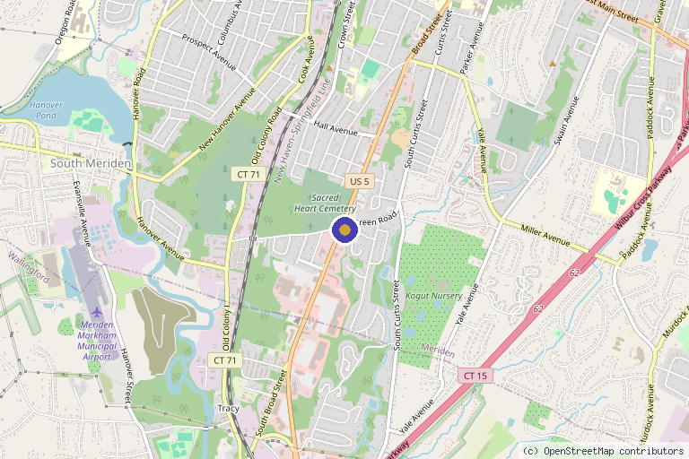 Map showing the location of Omni Physical & Aquatic Therapy in Meriden, CT