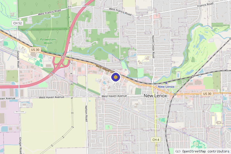 Map showing the location of Transcend Health, Wellness, and Beauty in New Lenox, IL