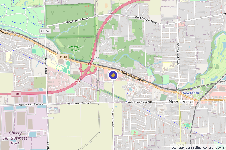 Map showing the location of Orthagenex Stem Cell Clinic – New lenox in Elgin, IL