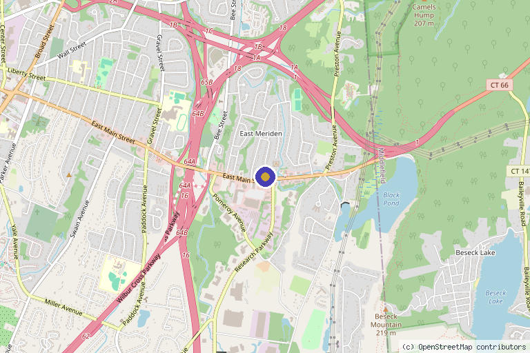 Map showing the location of Diversified Physical Therapy in Meriden, CT