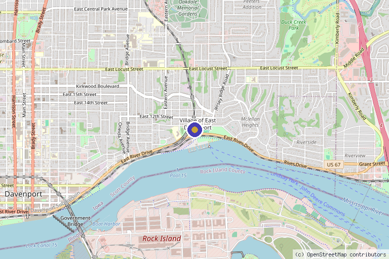 Map showing the location of The Bar Aesthetics & Wellness - Quad Cities Med Spa in Davenport, IA