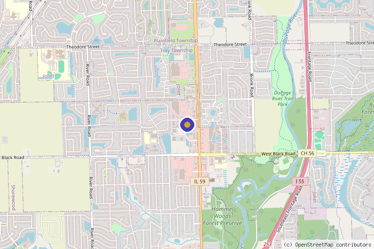 Map showing the location of Eterna MedSpa & Laser Vein Center in Shorewood, IL