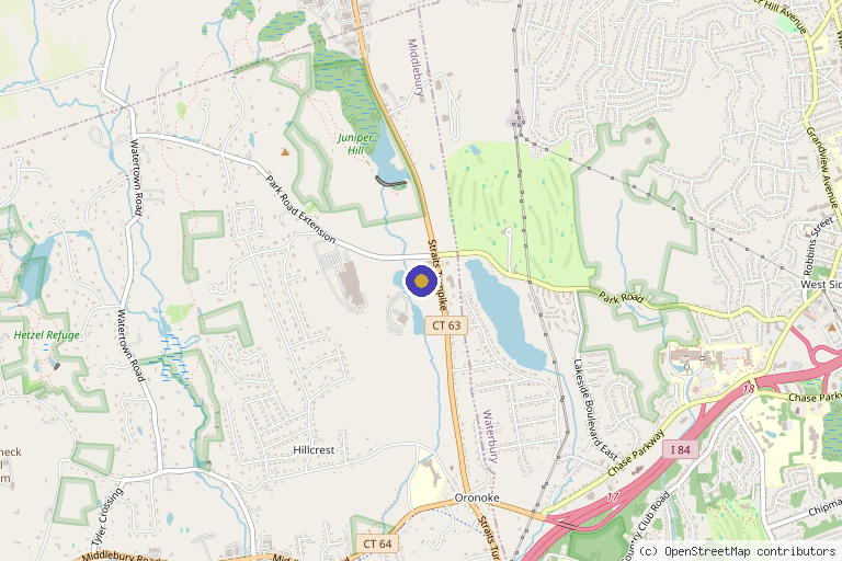 Map showing the location of Interventional Spine & Sports Medicine in Middlebury, CT