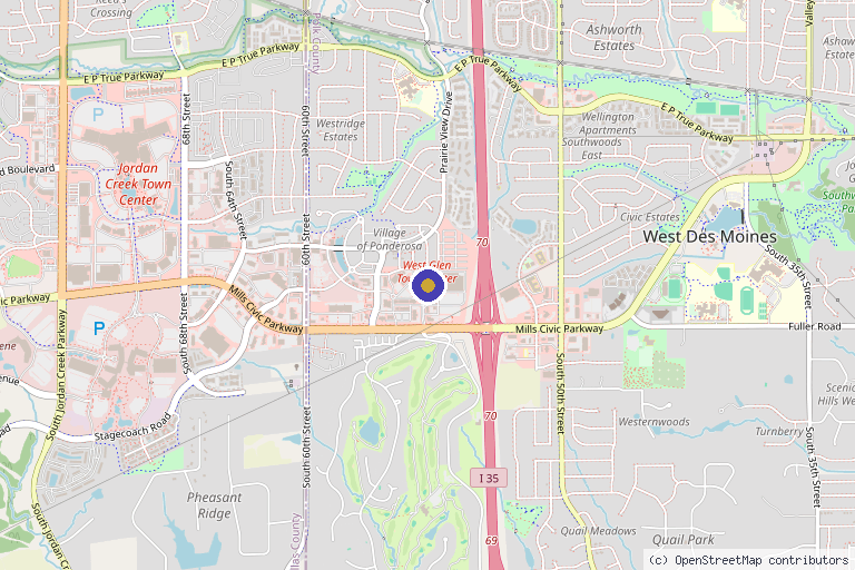 Map showing the location of The Spa at West Glen in West Des Moines, IA