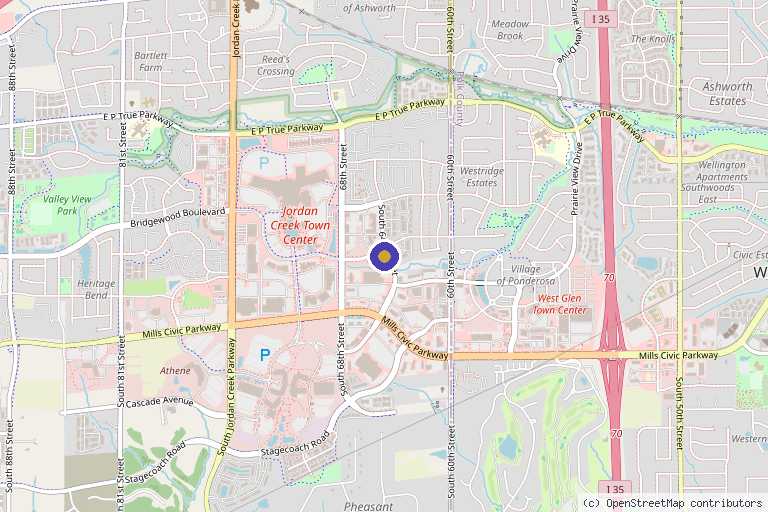 Map showing the location of Coachlight Clinic & Spa in West Des Moines, IA