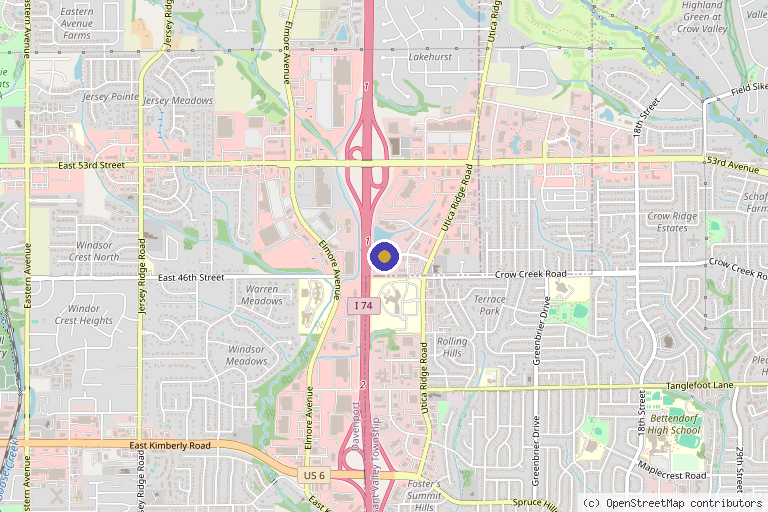 Map showing the location of Quad Cities Integrative Wellness in Davenport, IA