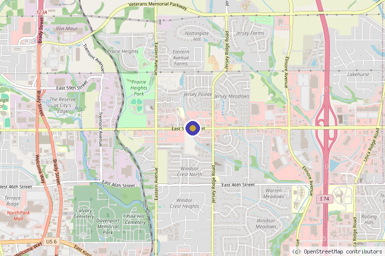Map showing the location of 40Drop CryoCenters in Davenport, IA