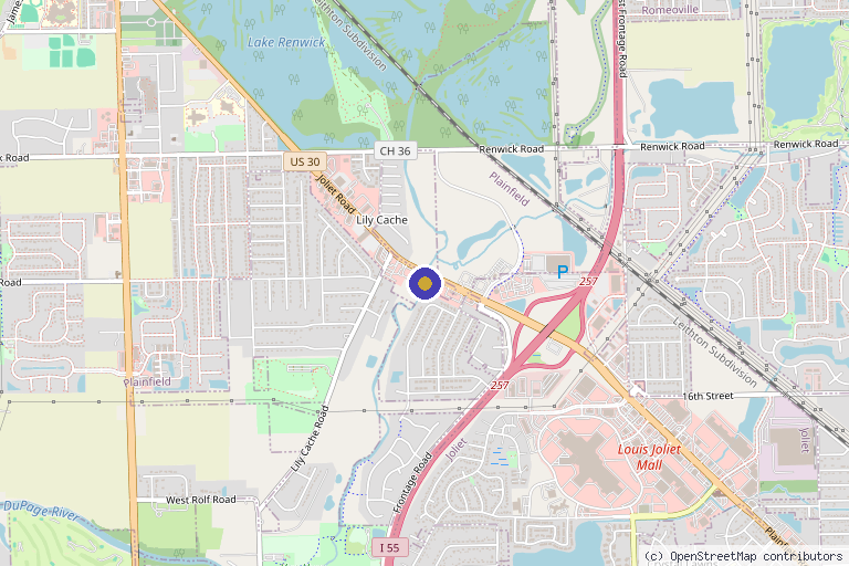 Map showing the location of AIH Aesthetics & Wellness in Plainfield, IL
