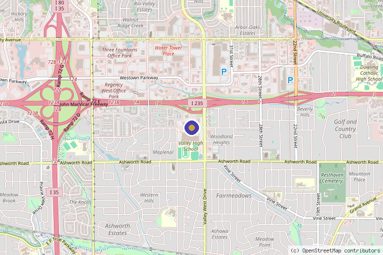 Map showing the location of Limitless Male Medical Clinic in Des Moines, IA