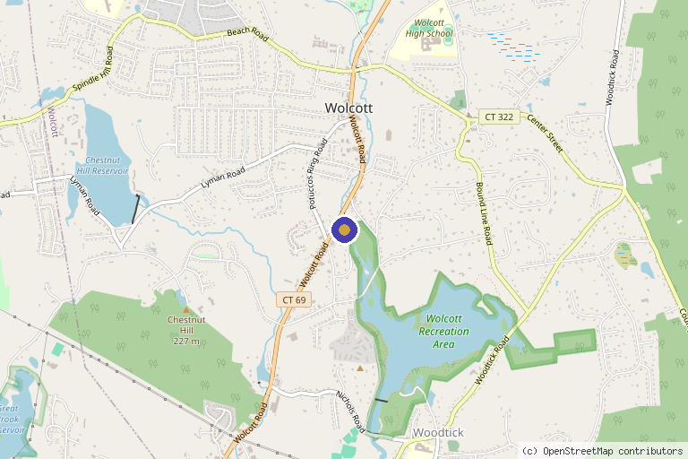 Map showing the location of Pure Essence Center for Wellness and Aesthetics in Wolcott, CT