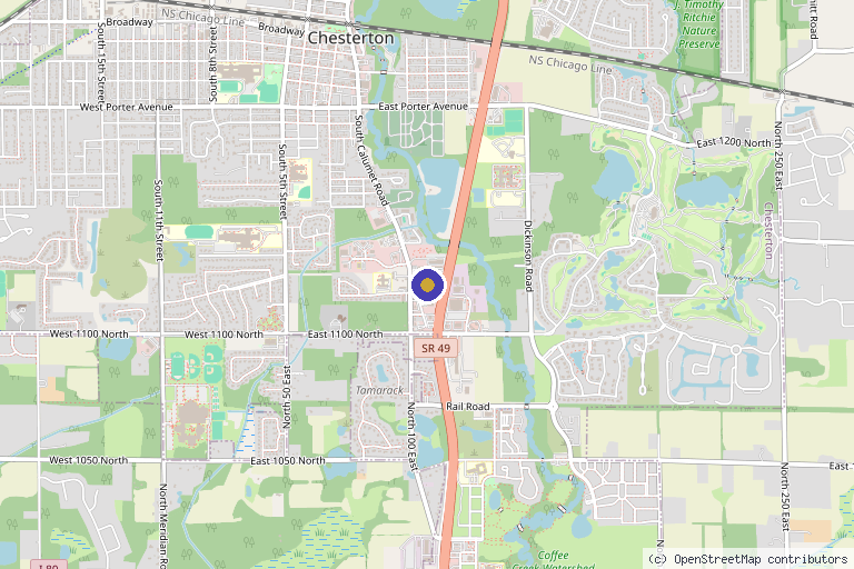 Map showing the location of Optimal Health & Wellness in Chesterton, IN
