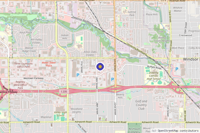 Map showing the location of Evolution Wellness & Aesthetics in West Des Moines, IA