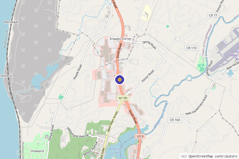 Map showing the location of Vishal P. Rekhala, D.O. in Poughkeepsie, NY