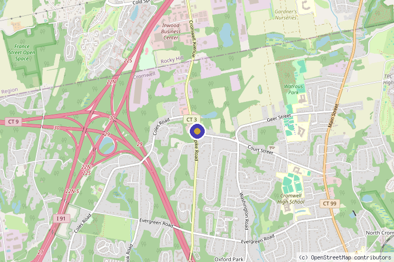 Map showing the location of VIVID Aesthetics & Wellness in Cromwell, CT