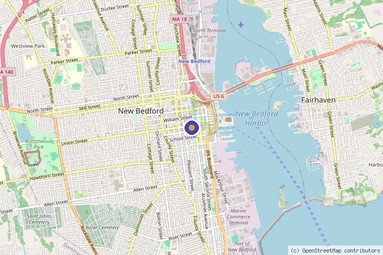 Map showing the location of Union St Hydration Bar & Aesthetics in New Bedford, MA