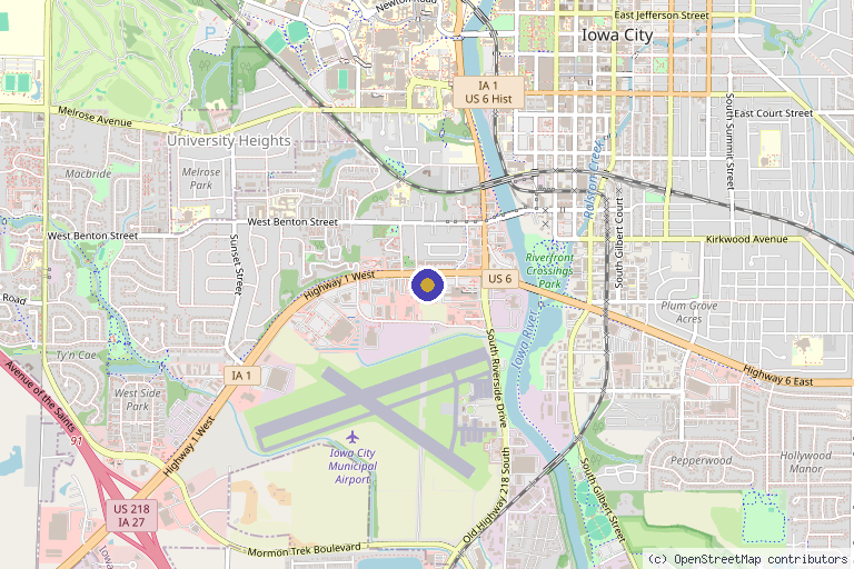 Map showing the location of Glow The Hydration Station Aesthetics & More in Iowa City, IA