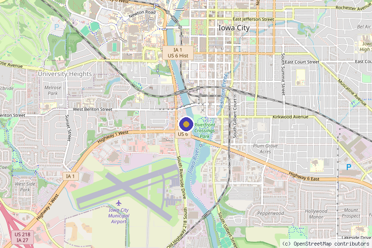 Map showing the location of Aspire Integrated Medical in Iowa City, IA