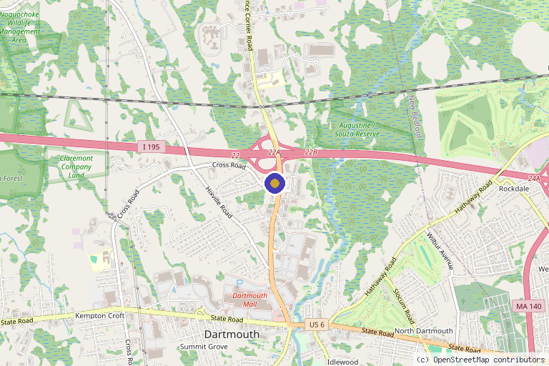 Map showing the location of Revitalize RX Infusion + Med Spa in Dartmouth, MA