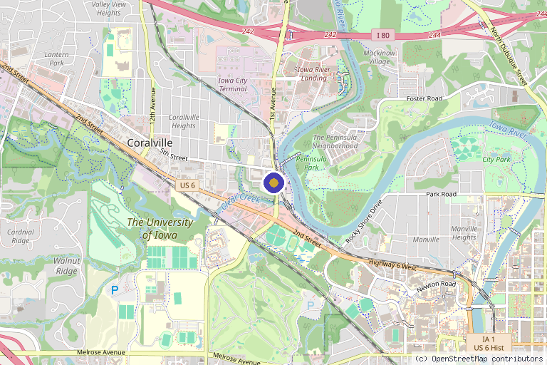 Map showing the location of Thrive Recovery Club in Coralville, IA