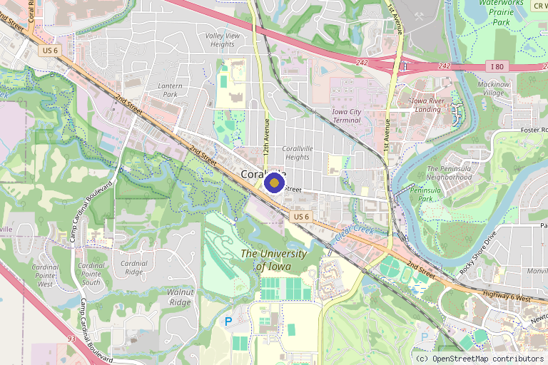 Map showing the location of Dr. Andrews Plastic Surgery in Coralville, IA