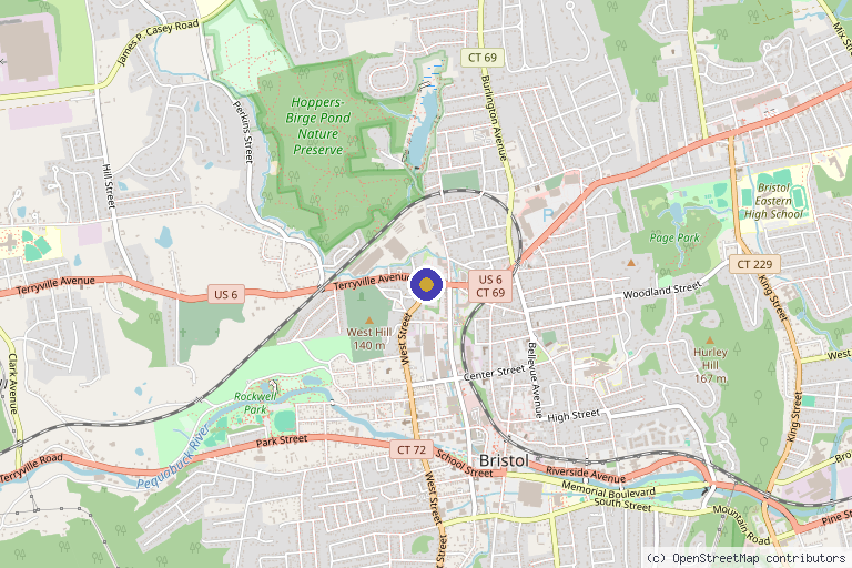 Map showing the location of Rendezvous MedSpa in Bristol, CT