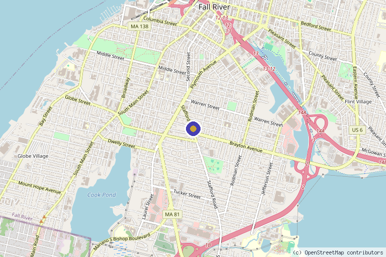 Map showing the location of Vanity Lab Med Spa in Fall River, MA