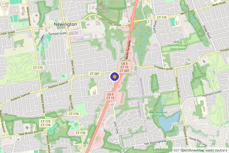 Map showing the location of Re:nu 180 Medspa in Newington, CT